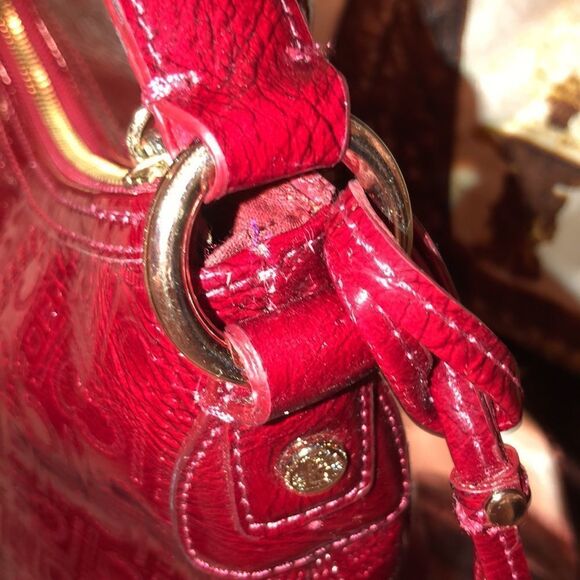 Liz Claiborne Dark Red Candy Apple Faux Leather Hobo Purse - Picture 16 of 16